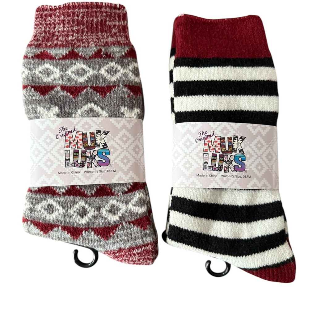 MUK LUKS Women’s Red and Black Socks